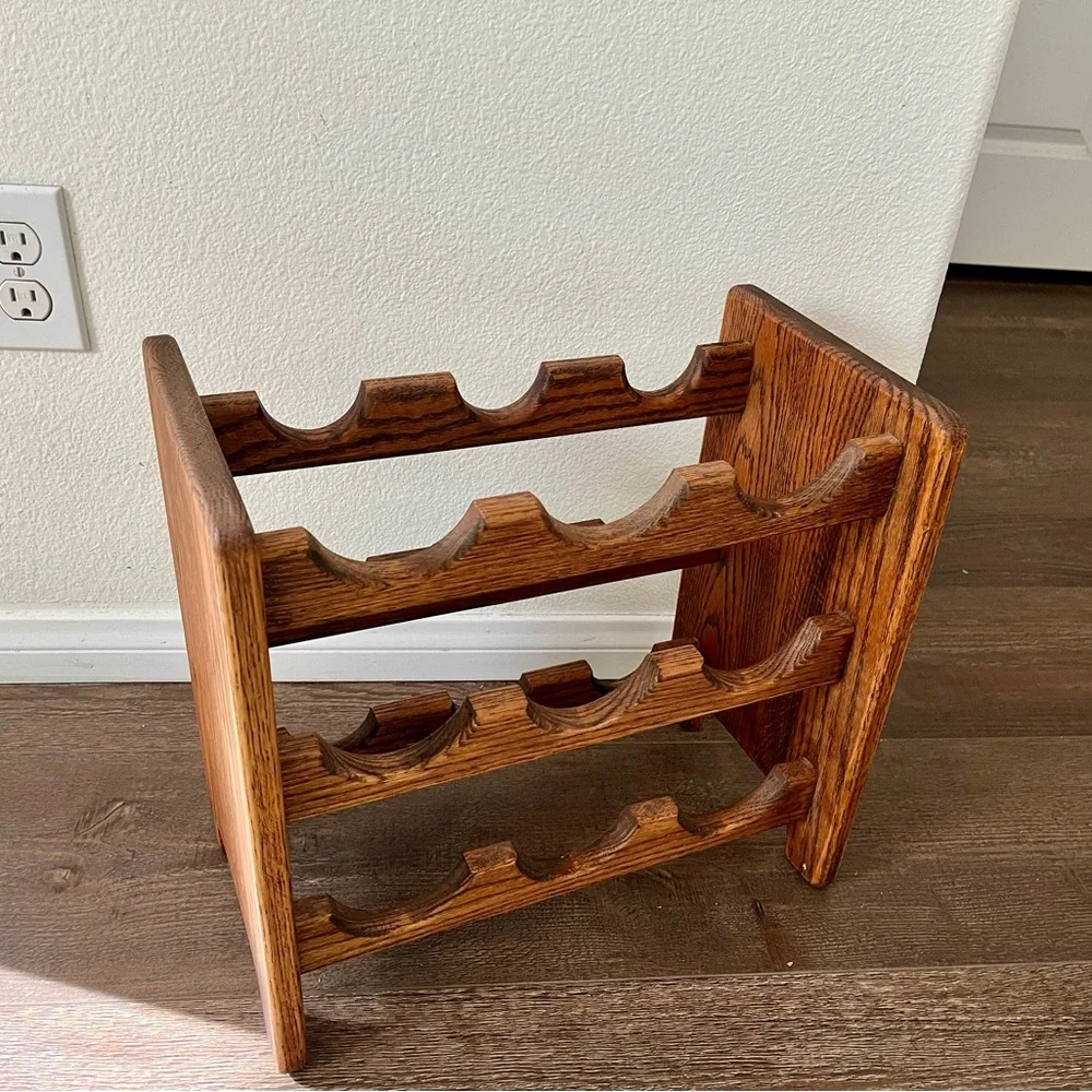 Vintage Teak Wood Mid-Century Wine Rack 9 Bottles Danish Modern 15/9/16 Inch
